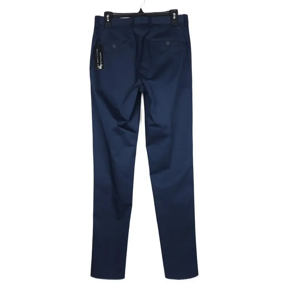 The Mens Store Slim Fit Sateen Dress Pants Sz 36 R Navy Solid Stretch Cotton NWT